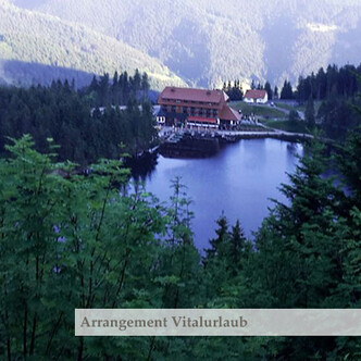 Ausblick auf den Mummelsee unweit vom Hotel Rose im Zentrum von Baiersbronn